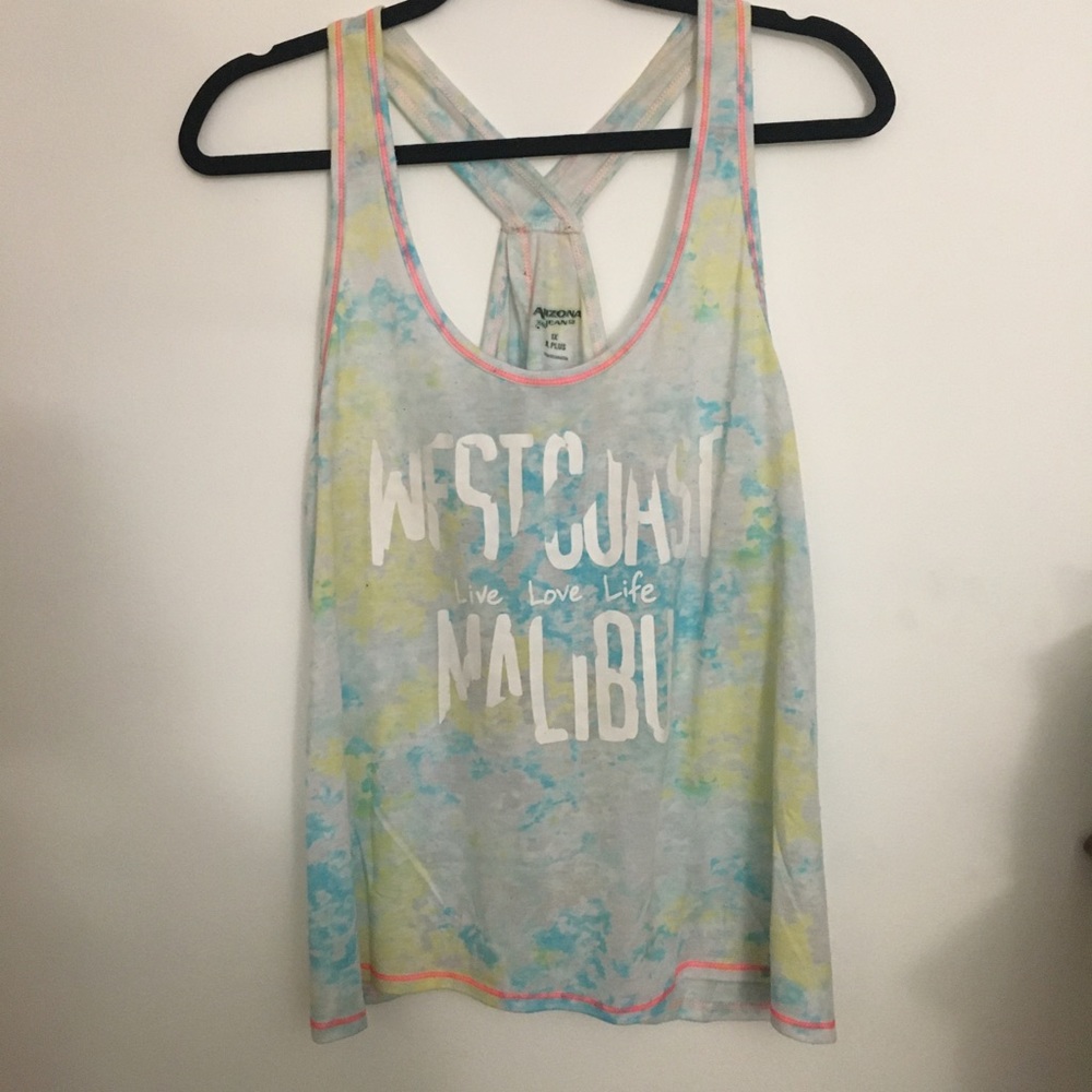 NWOT tie dye slit back blue and green tank top